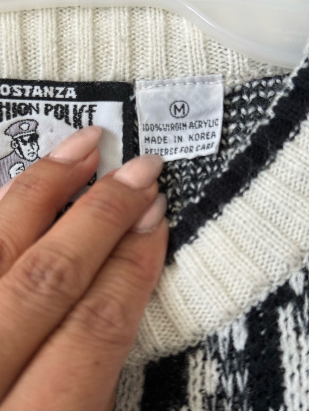 Sostanza Fashion Police Vintage Y2K  80s 90s Abstract Knit Sweater M Retro - Picture 5 of 7
